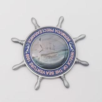 Bermuda Sea Venture 1609 Commemorative Ship Wheel Plaque – Nautical Historical Badge Souvenir