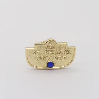 Custom College Gold Lapel Pin with Blue Gem – School Badge for Students and Alumni